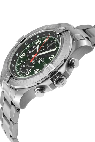 Montre à quartz en acier T38 - Chronographe - Argenté et vert