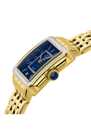 Montre à quartz en acier doré à l'or fin jaune, nacre, spinelles et diamant Padova 