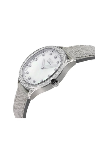 Montre à quartz en cuir, acier et diamants Morcote
