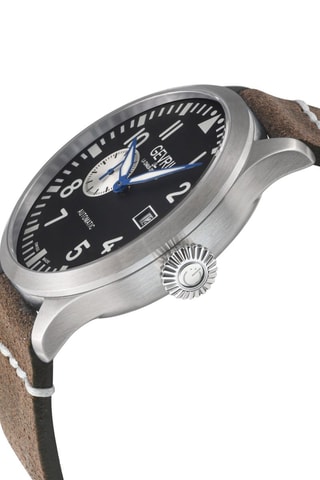 Montre automatique en cuir Herald - Chronographe - Noir et marron