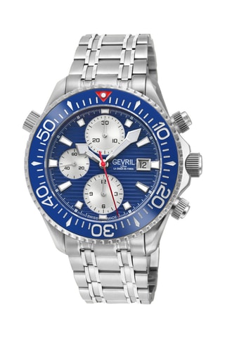 Montre automatique en acier Hudson Yards - Chronographe - Argenté et bleu