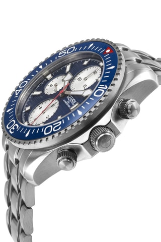 Montre automatique en acier Hudson Yards - Chronographe - Argenté et bleu