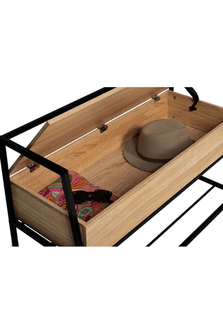 Banco con arcón 2 en 1 Timéo - Imitación madera y negro