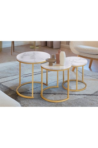 3 mesas de centro encajables redondas Glam - 35 x 35/40 x 40/45 x 45 cm