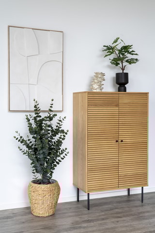 Buffet 2 portes avec revêtement en chêne Kyoto - 80 x 130 x 40 cm