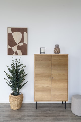 Buffet 2 portes avec revêtement en chêne Kyoto - 80 x 130 x 40 cm