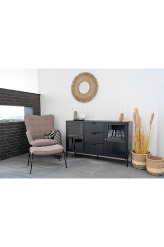 Fauteuil et repose pieds en pin Glasgow - Gris – En polyester
