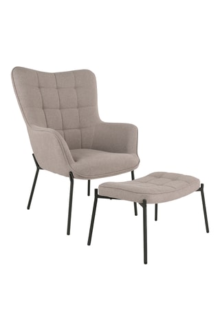 Fauteuil et repose pieds en pin Glasgow - Gris – En polyester