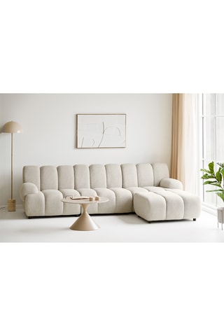 Canapé d’angle droit Taza - Beige - 3,5 places - En polyester