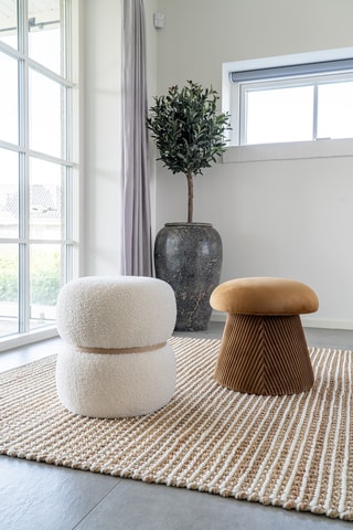 Pouf Hampton - Marron - En tissu velours