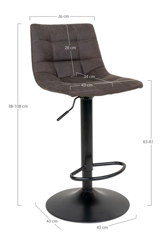 2 tabourets de bar Middelfart - Hauteur d'assise 63 à 83 cm