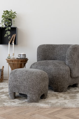 Pouf Nazare - Gris chiné - En polyester