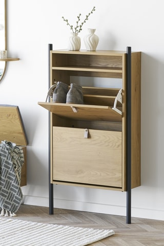 Meuble à chaussures 2 abattants Barco - 62 x 118 x 26 cm