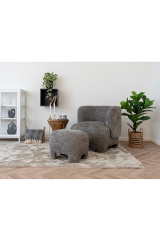 Fauteuil et pouf Nazare - Gris - En polyester