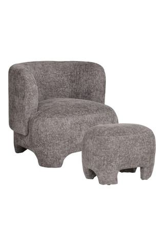 Fauteuil et pouf Nazare - Gris - En polyester