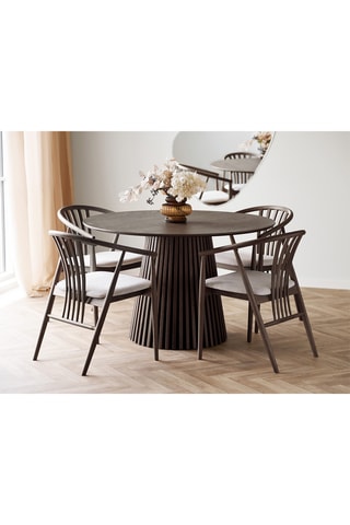 Table à manger avec revêtement en chêne Osaka - 120 x 75 x 120 cm