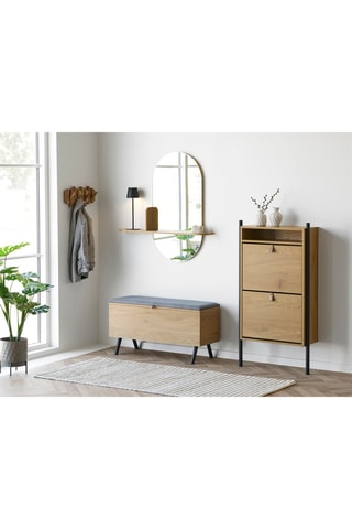 Banc Barco - coffre - Imitation chêne - En polyester