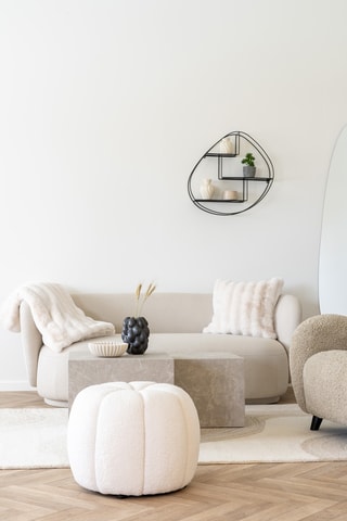 Pouf Paisley - Blanc - En polyester