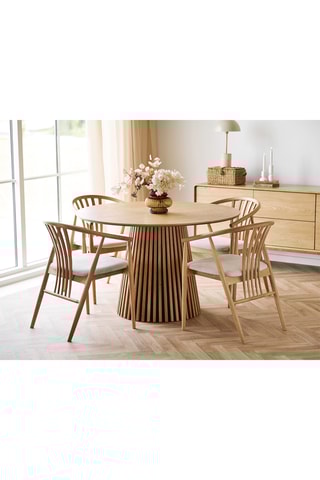 Table à manger avec revêtement en chêne Osaka - 120 x 75 x 120 cm