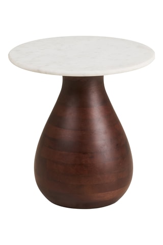 Table d'appoint en manguier et marbre Heide - 40 x 41 x 40 cm
