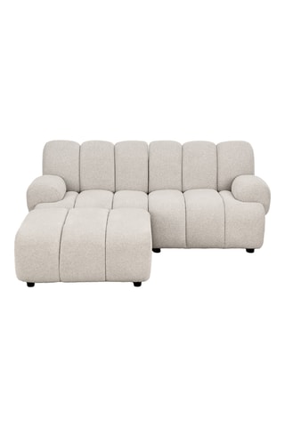 Canapé d’angle gauche et pouf Taza - Beige - 2,5 places - En polyester