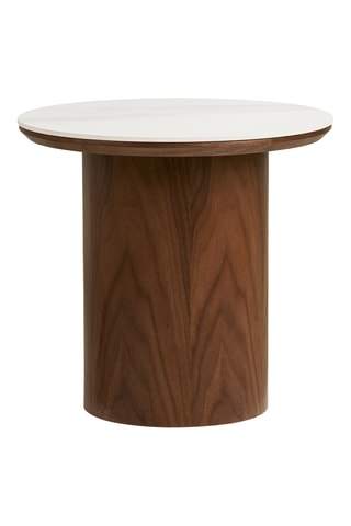 Table d'appoint en céramique avec revêtement en frêne Noli - 40 x 38 x 40 cm