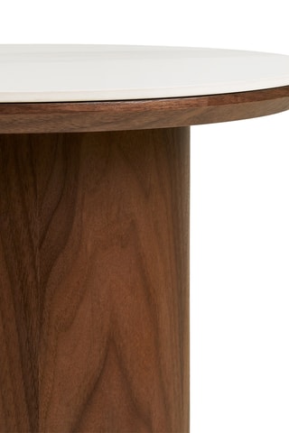 Table d'appoint en céramique avec revêtement en frêne Noli - 40 x 38 x 40 cm