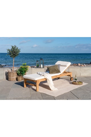 Chaise longue à roulettes en teck Andorra - 200 x 30 x 62 cm