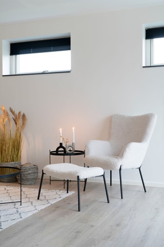 Fauteuil et repose pieds en pin Glasgow - Blanc – En polyester