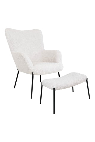 Fauteuil et repose pieds en pin Glasgow - Blanc – En polyester