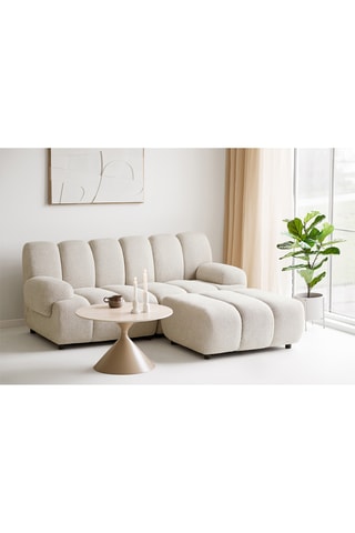 Canapé d’angle droit et pouf Taza - Beige - 2,5 places - En polyester