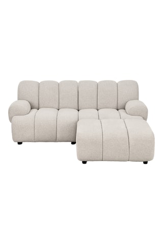 Canapé d’angle droit et pouf Taza - Beige - 2,5 places - En polyester