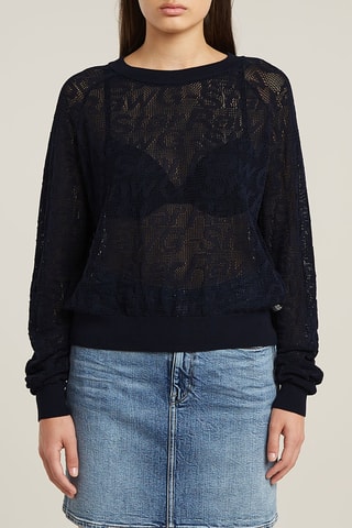 Pull Pointelle - Bleu marine