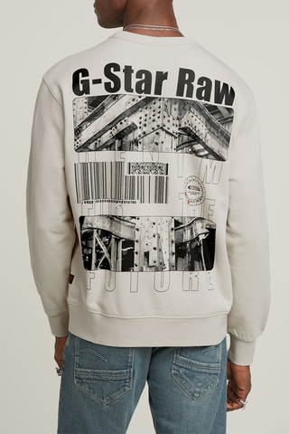 Pull en coton biologique Substance Back Graphic - Ecru