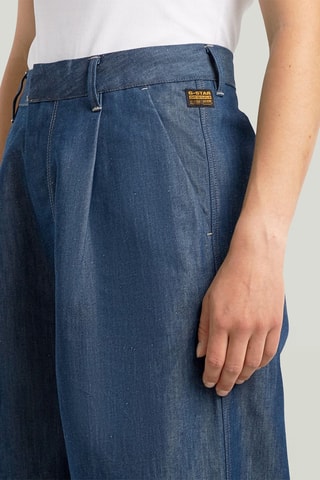 Chino loose wide legs taille haute Fluid - Bleu foncé