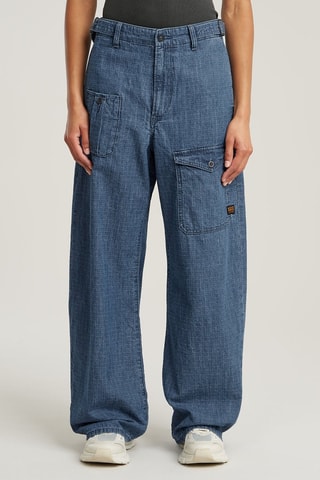 Jean cargo taille haute Belted - Indigo