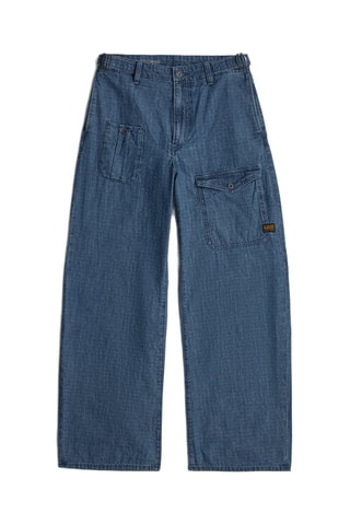 Jean cargo taille haute Belted - Indigo