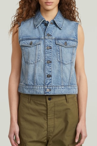 Veste sans manches en jean Shrunken - Ciel