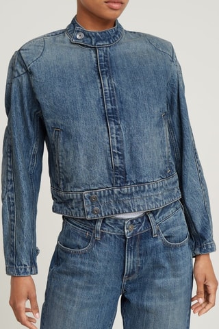 Veste en jean Short Moto - Bleu