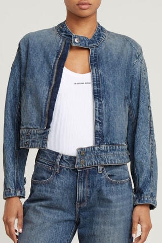 Veste en jean Short Moto - Bleu