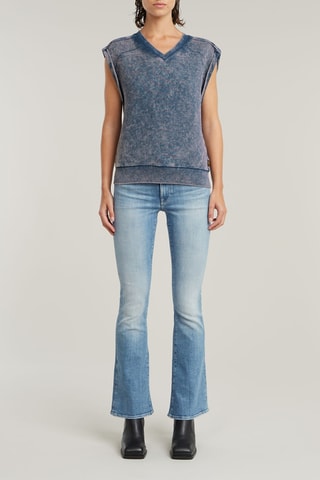 Top en coton biologique Washed - Bleu marine chiné