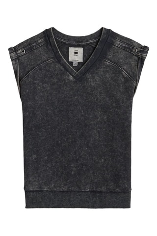 Top en coton biologique Washed - Bleu pétrole chiné