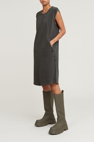 Robe droite en coton biologique Seam Detail - Noir