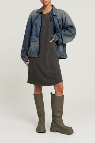 Robe droite en coton biologique Seam Detail - Noir