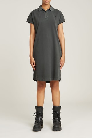 Robe polo en coton biologique Seam Detail - Gris foncé