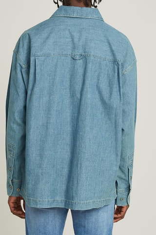 Chemisier oversize en jean en coton biologique Long Pocket Boxy - Bleu