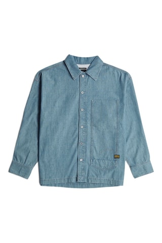 Chemisier oversize en jean en coton biologique Long Pocket Boxy - Bleu