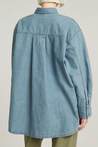 Chemisier oversize en jean en coton biologique Maxi Long Pocket - Bleu