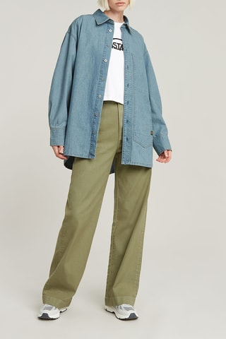 Chemisier oversize en jean en coton biologique Maxi Long Pocket - Bleu