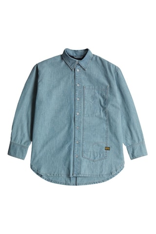 Chemisier oversize en jean en coton biologique Maxi Long Pocket - Bleu